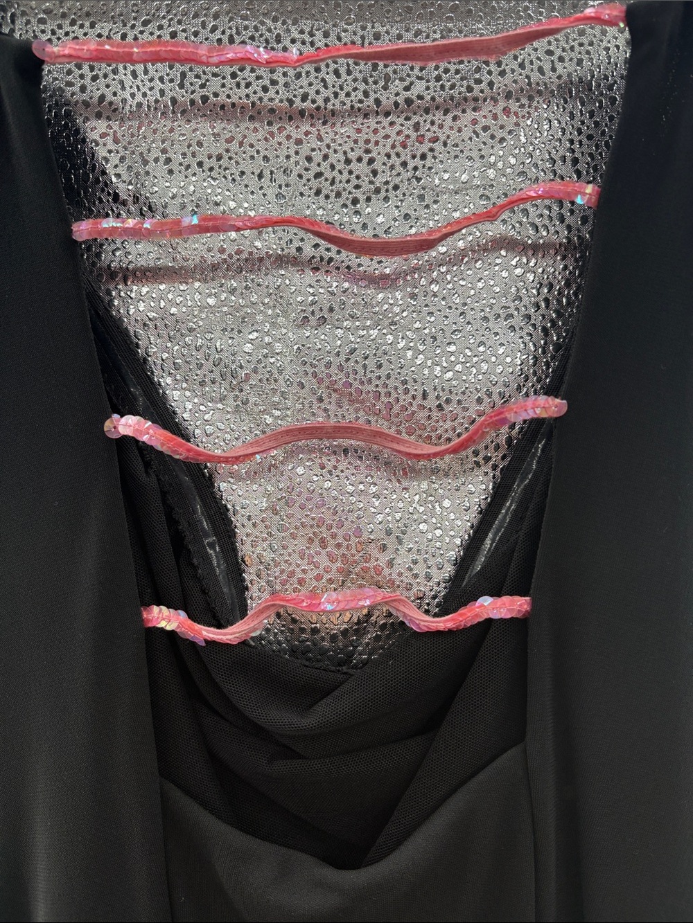 Nicole Miller Black Backless Slip Dress with Pink Ladder Straps - Picture 4 of 5